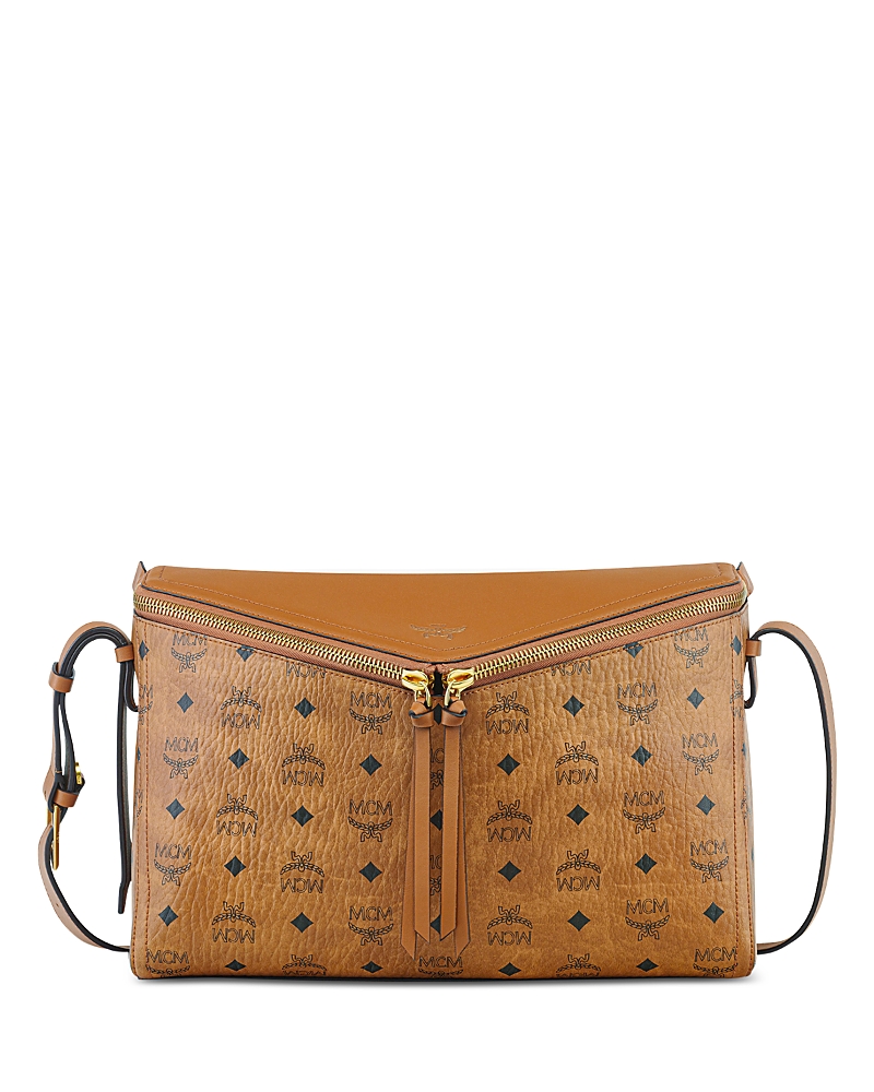 Mcm Diamant 3d Shoulder Bag In Visetos Leather Mix In Brown