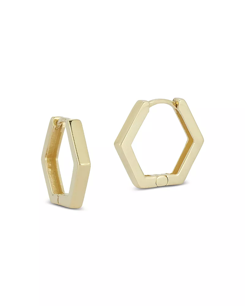Moon & Meadow 14K Yellow Gold Octagon Huggie Hoop Earrings