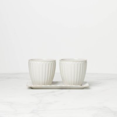 Set of 2 French Perle Herb Pots with Tray