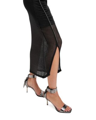 nora ruched sparkle midi dress ALLSAINTS Nora Sparkle Dress