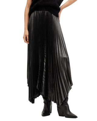 ALLSAINTS - Phia Metallic Asymmetric Maxi Skirt