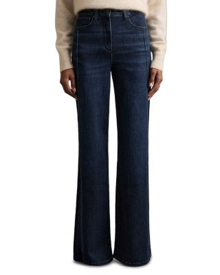 REISS - Petite Wide Leg Mid Rise Jeans in Dark Blue