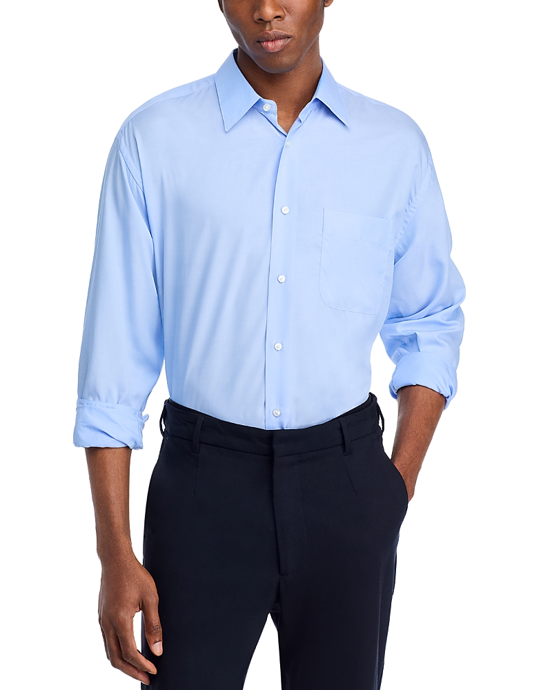 Hugo Boss Tailored Shirt With Button-down Collar And Cuff Buttons In Light Pastel Blue