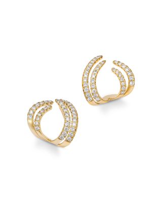 Bloomingdale's Fine Collection - Diamond Huggie Cuff Earrings in 14K Yellow Gold, 0.58 tcw