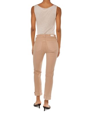 Mara Straight Mid Rise Instasculpt™ Ankle Jeans in Almond Cuffed