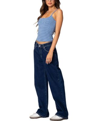 Striped Henley Tank Top