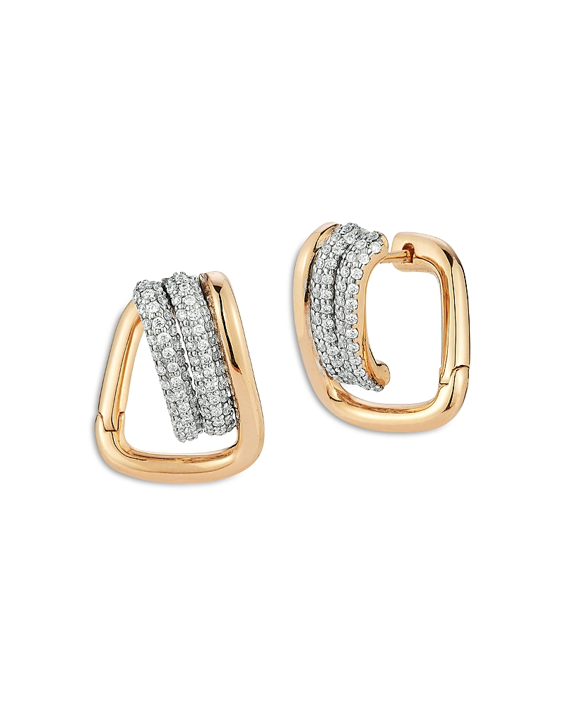 Walters Faith 18k Rose & White Gold Huxley Diamond Huggie Earrings In Rose Gold