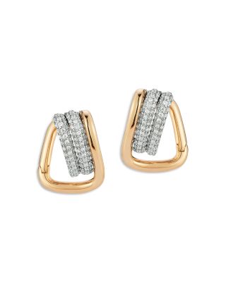 18K Rose & White Gold Huxley Diamond Huggie Earrings 