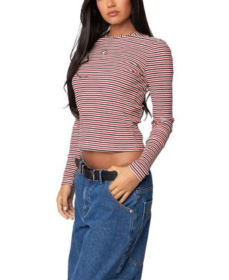Corina Ribbed Stripey Long Sleeve T Shirt