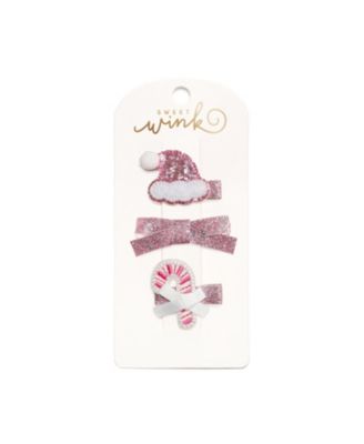 Sweet Wink Girls' Pink Christmas Clip Set - Little kid, Big kid