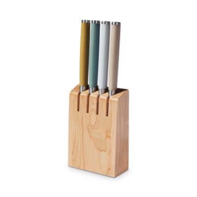 Matte Stainless Steel Set of 4 Table Knives and Holder