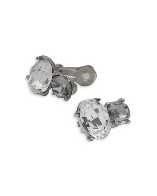 Kenneth Jay Lane Dark & Light Crystal Glass Clip On Earrings