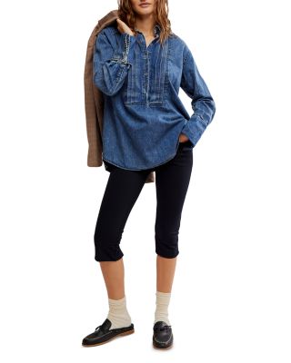 Free People After Hours Denim Top | Bloomingdale's