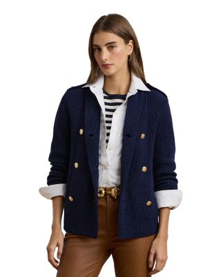 Ralph Lauren - Rib Knit Double Breasted Sweater Jacket, Regular & Petite