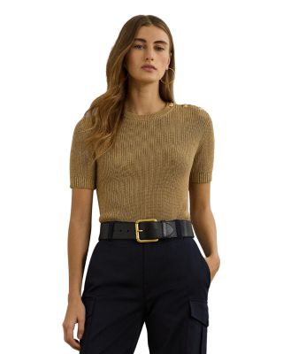 Ralph Lauren - Metallic Ribbed Short Sleeve Sweater