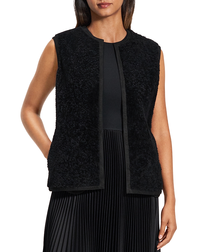 Theory Reversible Shearling Vest In Black