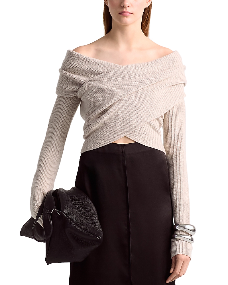 Altuzarra Mimi Off-shoulder Wrap Wool Cashmere Sweater In Ivory