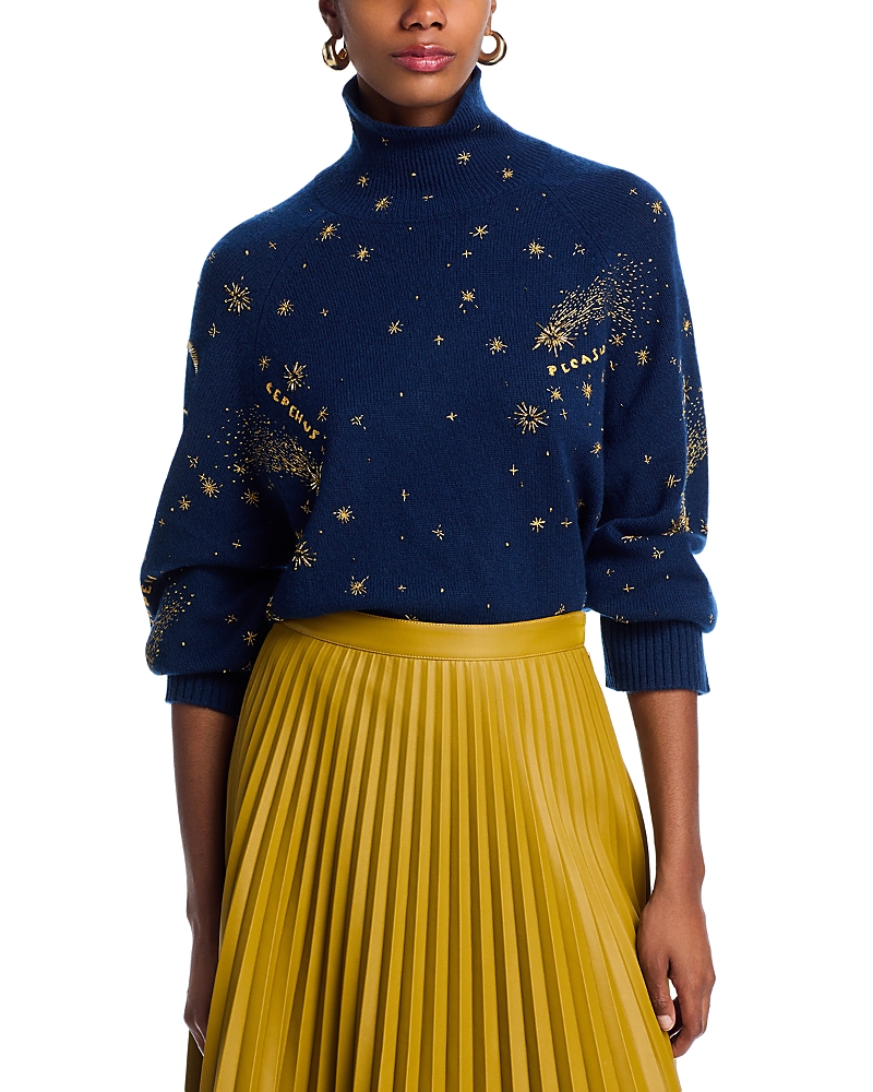 Altuzarra Jared Embroidered Virgin Wool Turtleneck Sweater In Navy