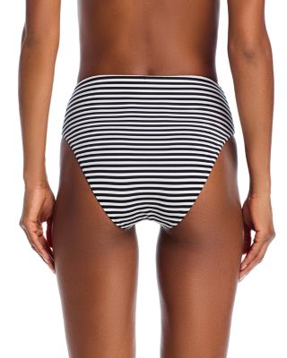 Striped High Waist Bikini Bottom - Exclusive