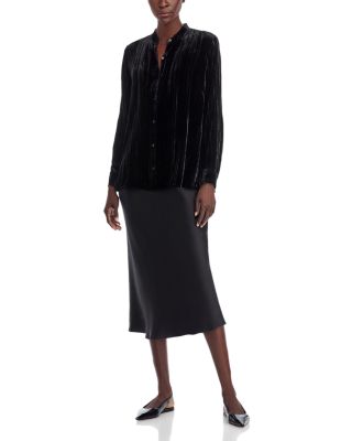 Crushed Velvet Mandarin Collar Shirt