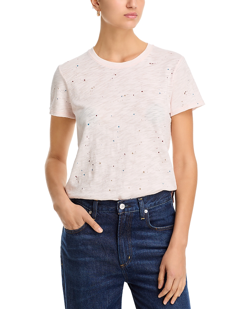 Atm Anthony Thomas Melillo Slub Knit Tee In Faded Rose Multi