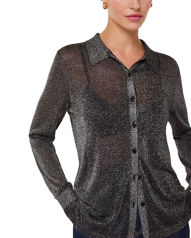 Whistles Sparkle Knit Collared Shirt