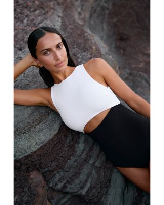 High Neck Cut Out One Piece Swimsuit