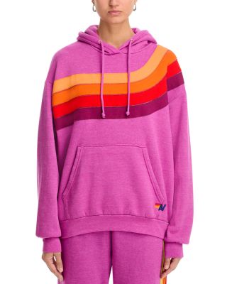 Wave Pullover Hoodie and Rainbow-Stripe Sweatpants