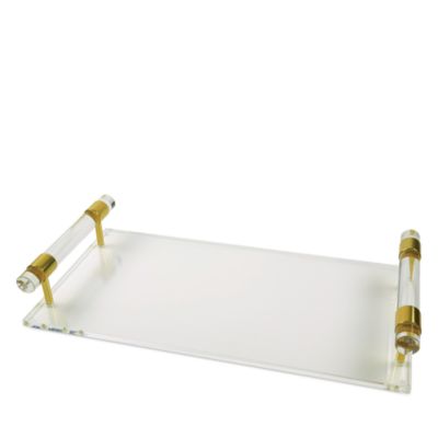 Clear Lucite Tray with Gold Tone Handles