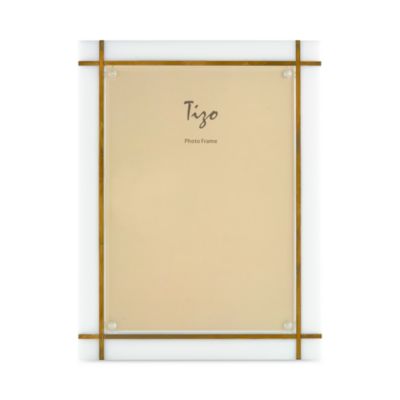 Solid White Lucite Picture Frame with Gold Inlay, 5&amp;quot; x 7&amp;quot;