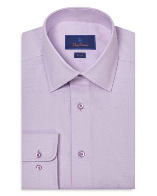 David Donahue - Trim Fit Diamond Dobby Dress Shirt