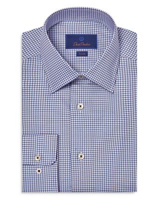 David Donahue - Trim Fit Micro Basket Check Dress Shirt