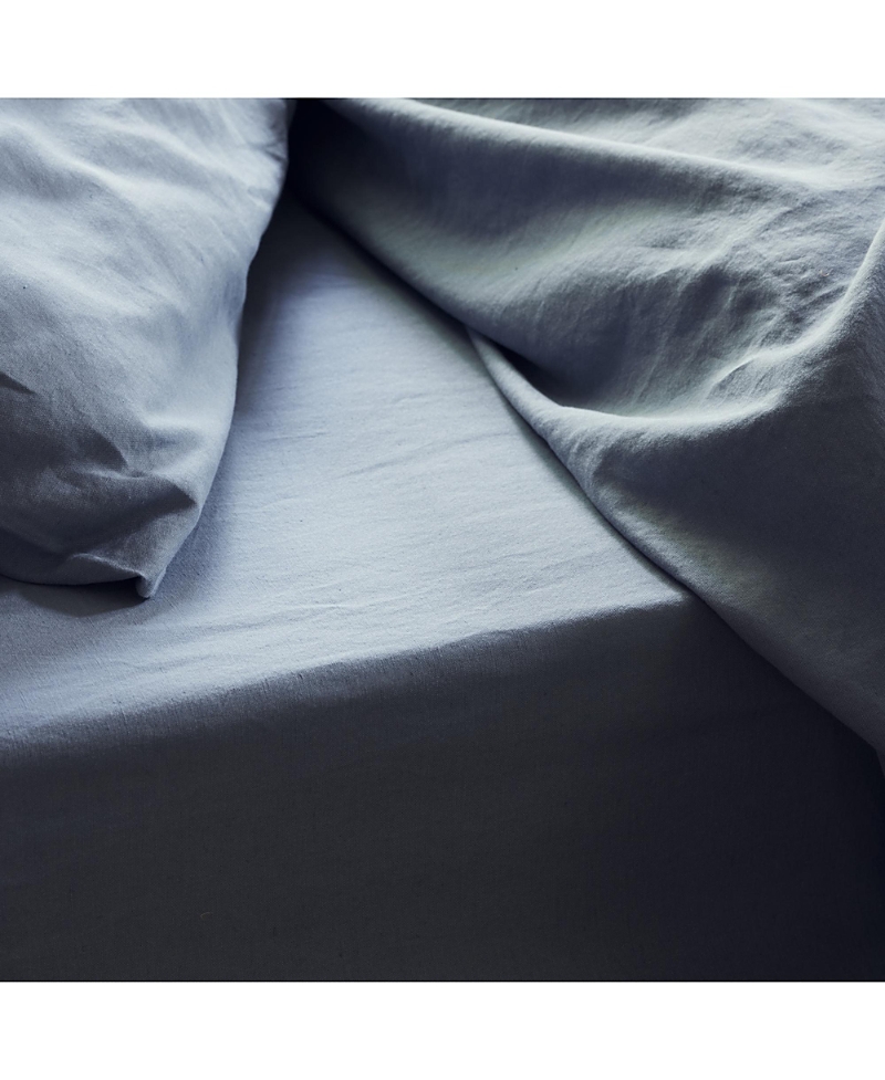 Piglet In Bed Linen Blend Fitted Sheet, Full In Dusk Blue