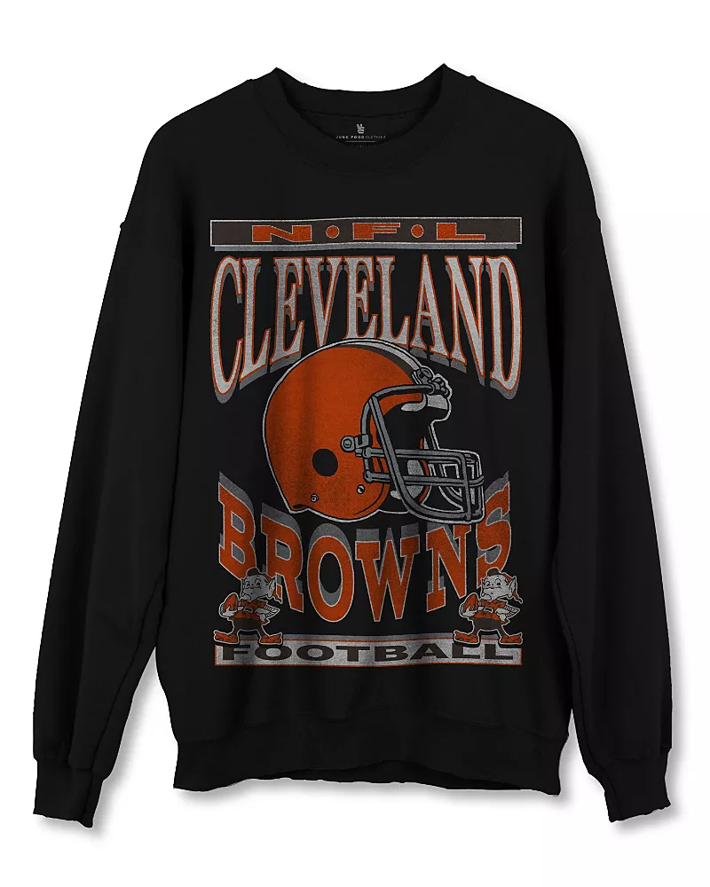 Junk Food Clothing Nfl Unisex Cleveland Browns Helmet Flea Market Crew Fleece Sweatshirt