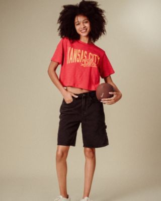  NFL Women's Kansas City Chiefs Dual Threat Mock Neck Crop Tee