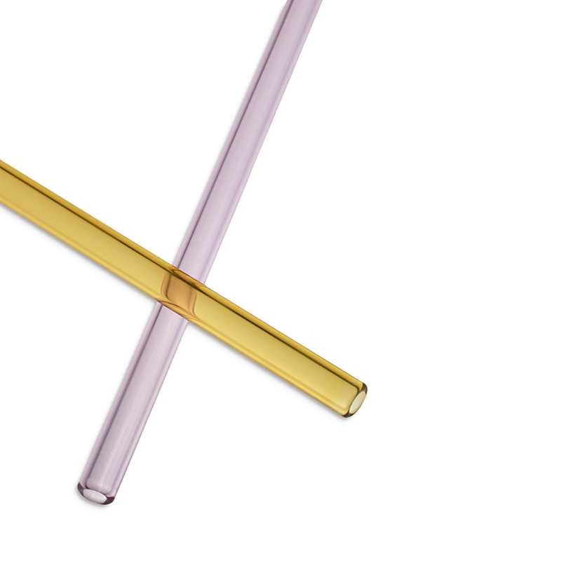 Kosta Boda Sipsavor 2-piece Glass Straw Set In Pink/yellow