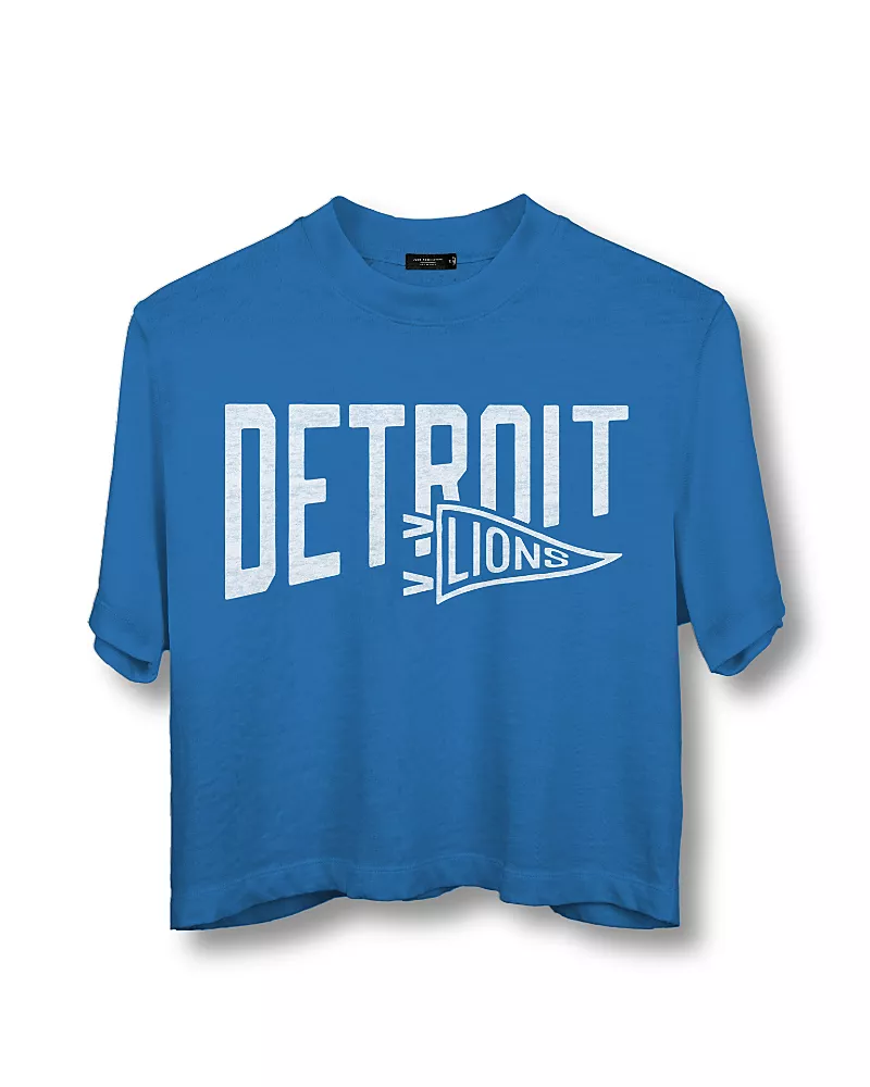 Junk Food Clothing Women's Nfl Detroit Lions Dual Threat Mock Neck Crop Tee