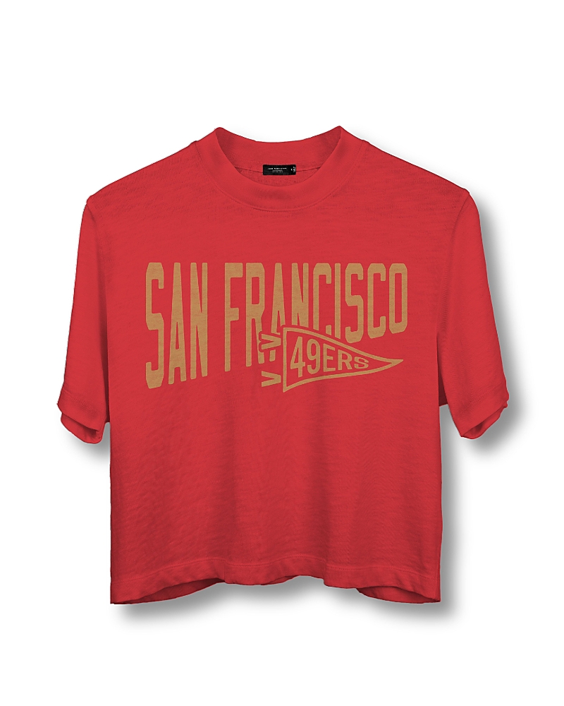 Junk Food Clothing Women's Nfl San Francisco 49ers Dual Threat Mock Neck Crop Tee