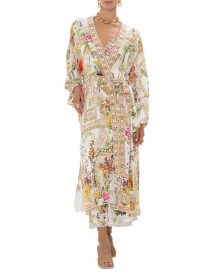 Camilla - Silk Blouson Sleeve Layer Swim Cover Up in Egyptian Rose
