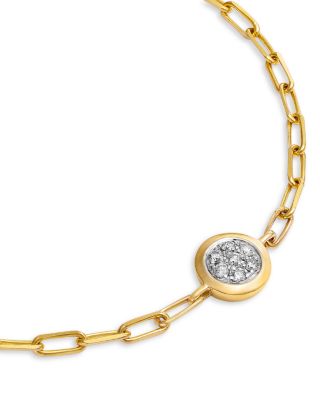 14K Yellow Gold Diamond Solitaire Chain Bracelet, 0.1 tcw