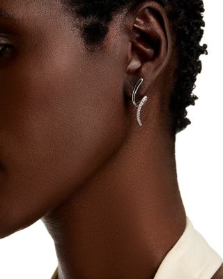 14K White Gold Diamond Ear Climbers, 0.33 tcw