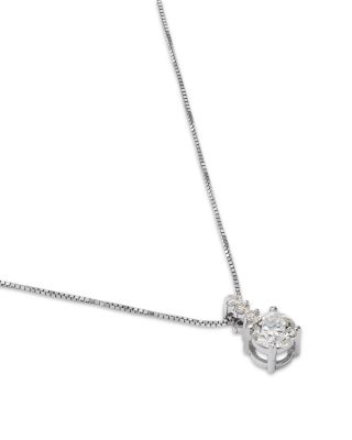 14K White Gold Diamond Solitaire Pendant Necklace, 0.5 tcw