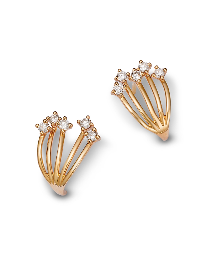 BLOOMINGDALE'S FINE COLLECTION 14K YELLOW GOLD DIAMOND FRONT TO BACK CUFF EARRINGS, 0.37 CT. T. W.