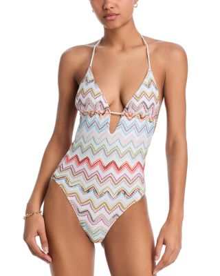 Missoni - Halter Plunge Neck One Piece Swimsuit