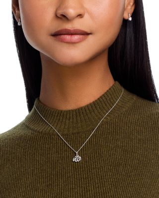 14K White Gold Diamond Allah Pendant Necklace, 0.12 tcw