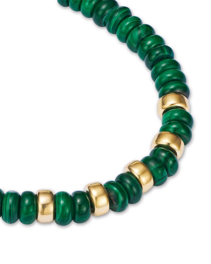 14K Yellow Gold Malachite Beads Bracelet