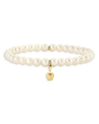 Sydney Evan - 14K Yellow Gold Wicked Glinda Pure Potion Bottle Charm Freshwater Pearl Bracelet