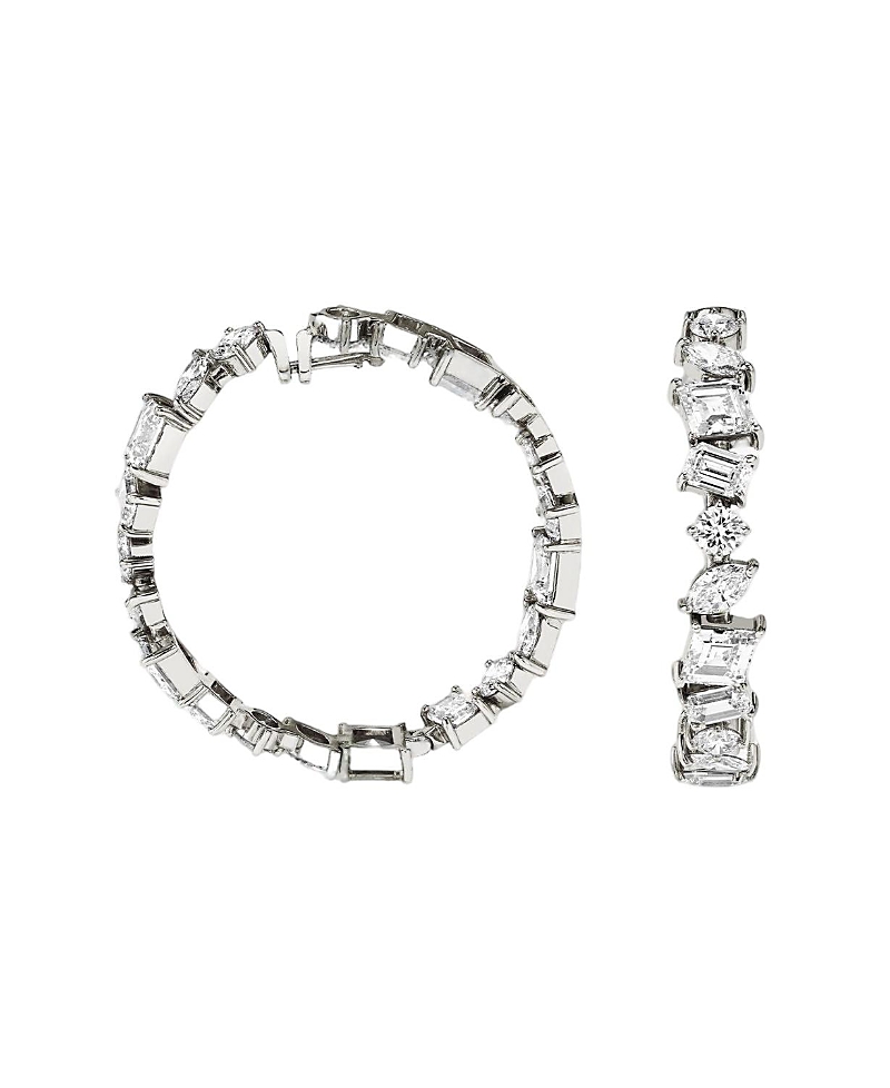 Vrai Illuminate Hoops in 14K White Gold, 18.3ctw Mixed Shaped Lab Grown Diamonds