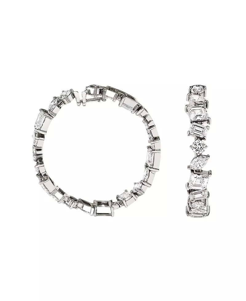 Vrai Illuminate Hoops in 14K White Gold, 18.3ctw Mixed Shaped Lab Grown Diamonds
