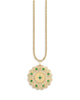 Sydney Evan - Wicked x Sydney Evan 14K Yellow Gold Emerald Filigree Pendant Necklace, 16"